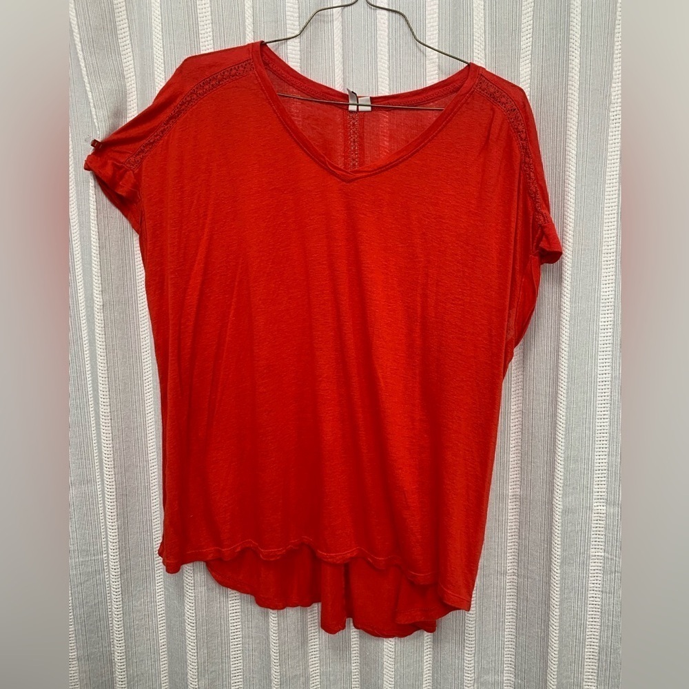 Oversized Red Orange Casual Top Tee Shirt T-Shirt High Low Size 18/20W